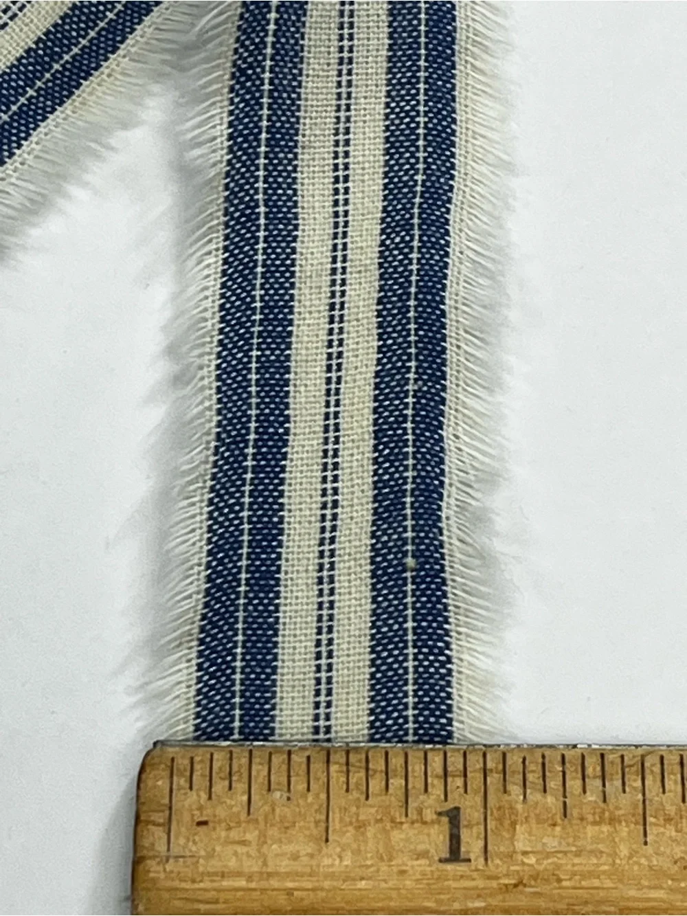 New 4 Yard Fabric Ribbon Strip 1” wide HOMESPUN Blue stripe Christmas decor